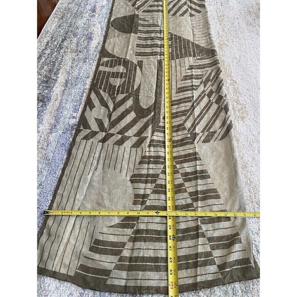 Yoshie Inaba Silk Scarf Ivory Green Design Rectangle Floral Leaves Organic - Picture 5 of 5